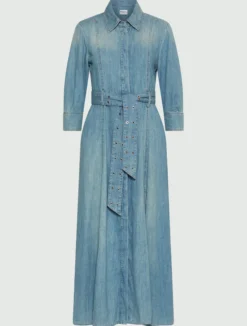 Chemisier lungo in denim fluido - BLUE JEANS