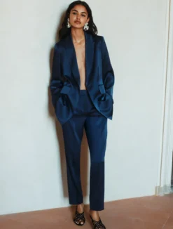 Chino in envers satin - BLU