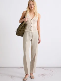 Chino in tela di lino - ECRU`