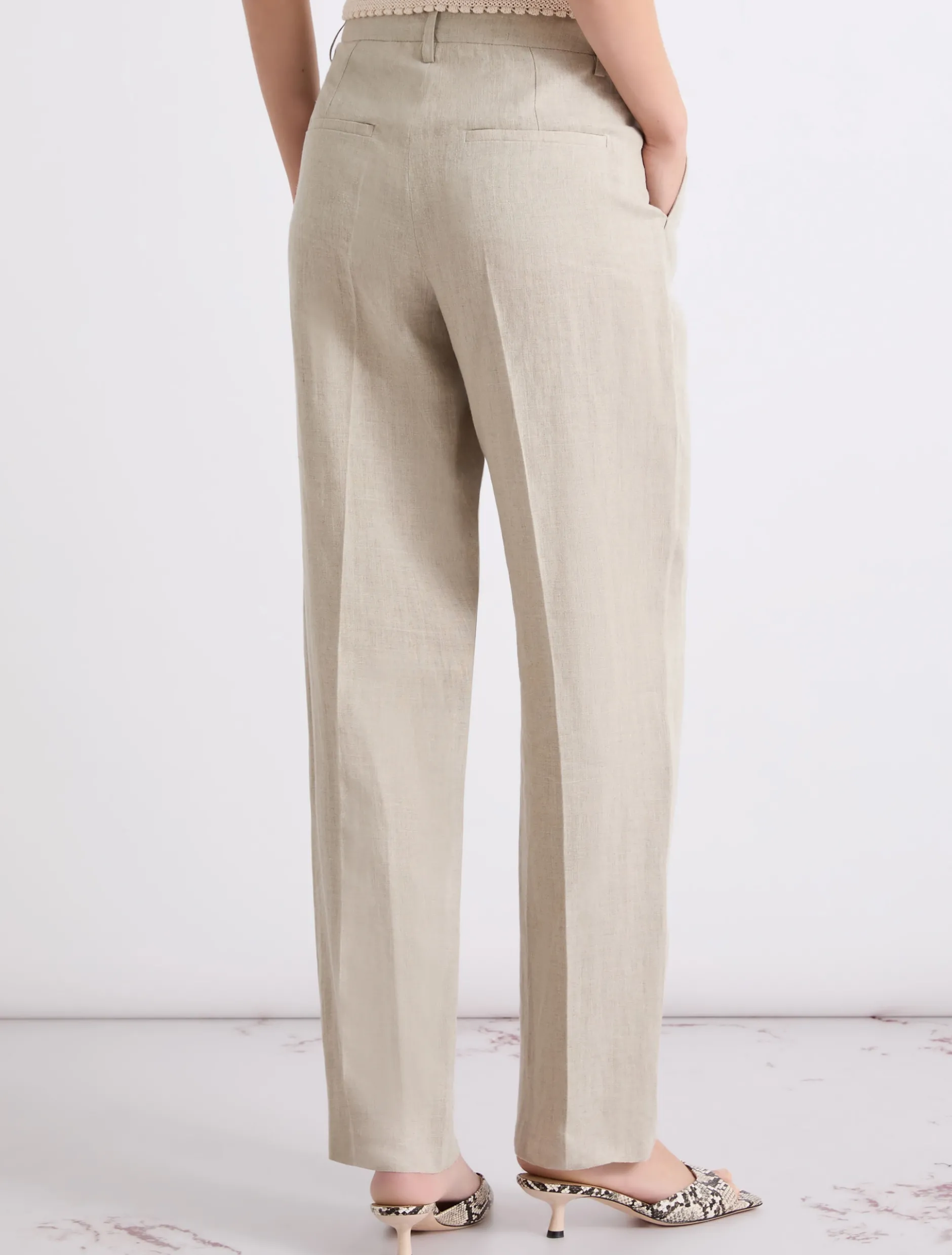 Chino in tela di lino - ECRU`
