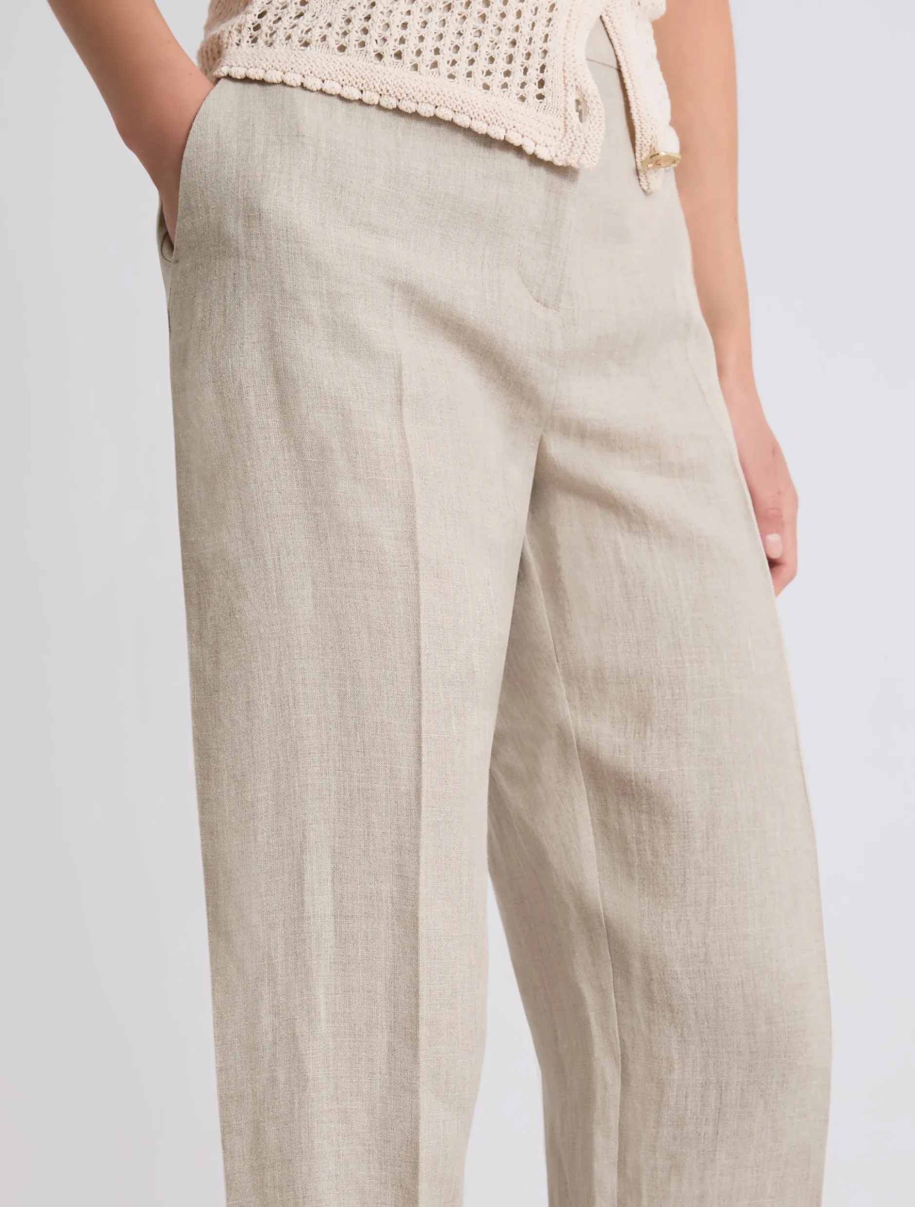 Chino in tela di lino - ECRU`