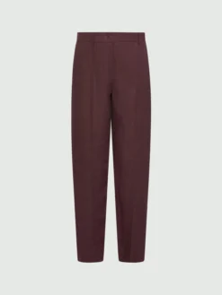 Chino in tela di lino - MARRONE