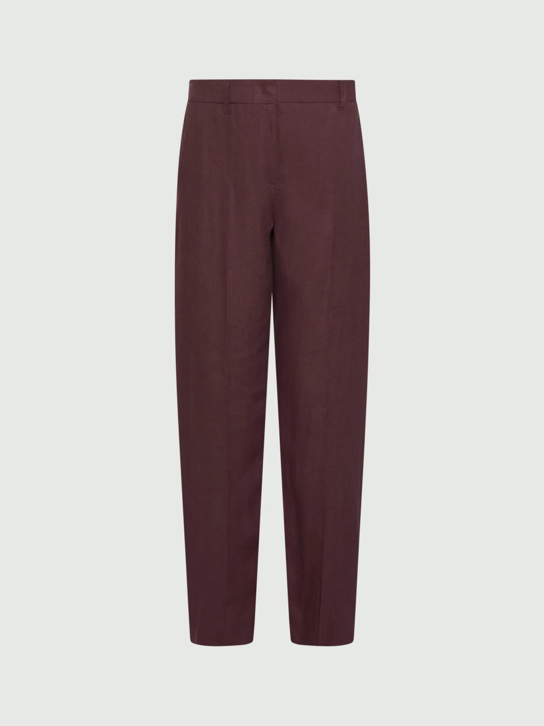 Chino in tela di lino - MARRONE