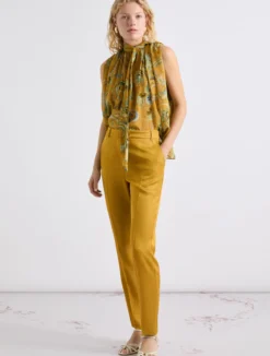 Chino in viscosa e lino - COGNAC
