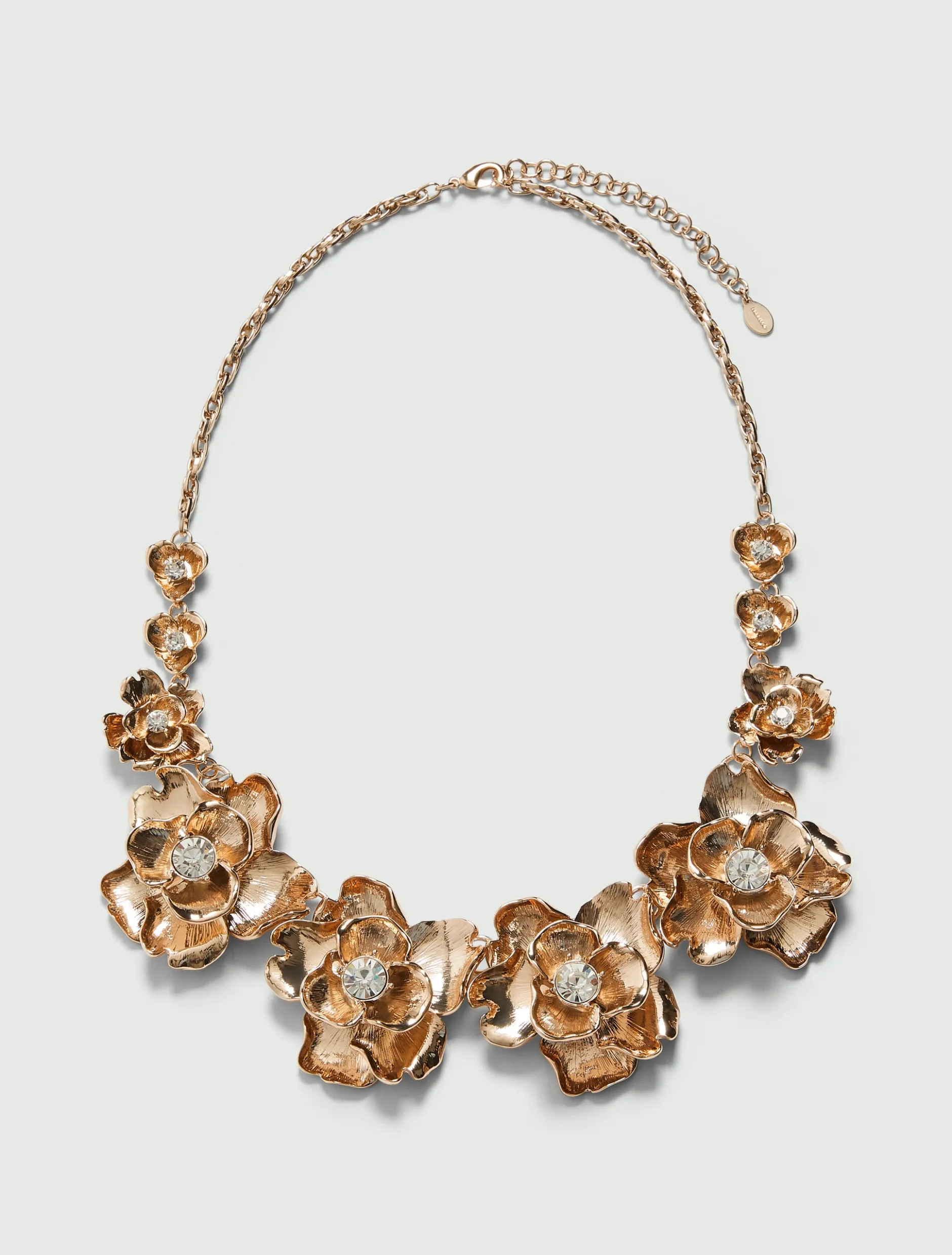 Collana rigida con rose e cristalli - ORO