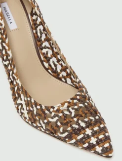 Décolleté con intreccio multicolor - MARRONE