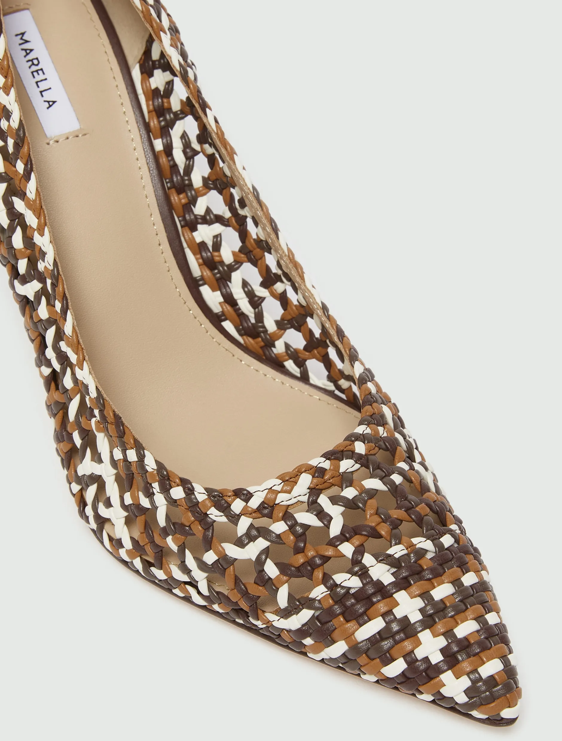 Décolleté con intreccio multicolor - MARRONE
