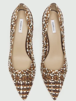 Décolleté con intreccio multicolor - MARRONE