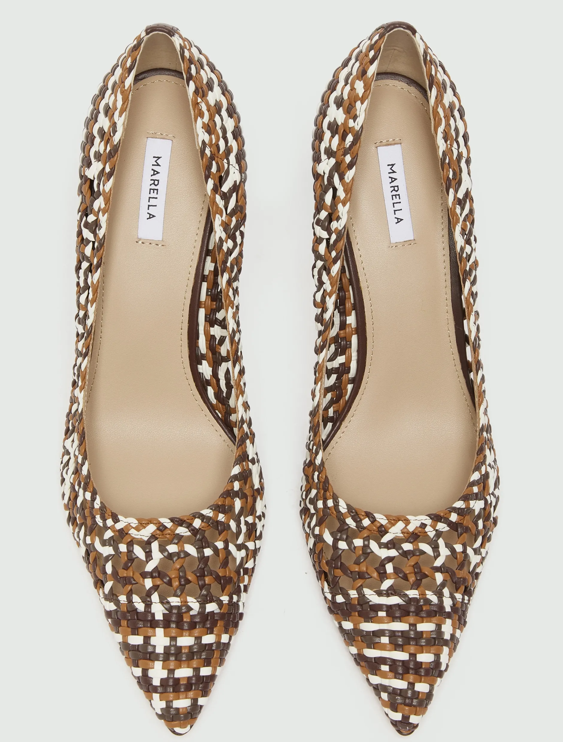 Décolleté con intreccio multicolor - MARRONE