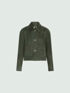 Giacca boxy in suede - VERDE