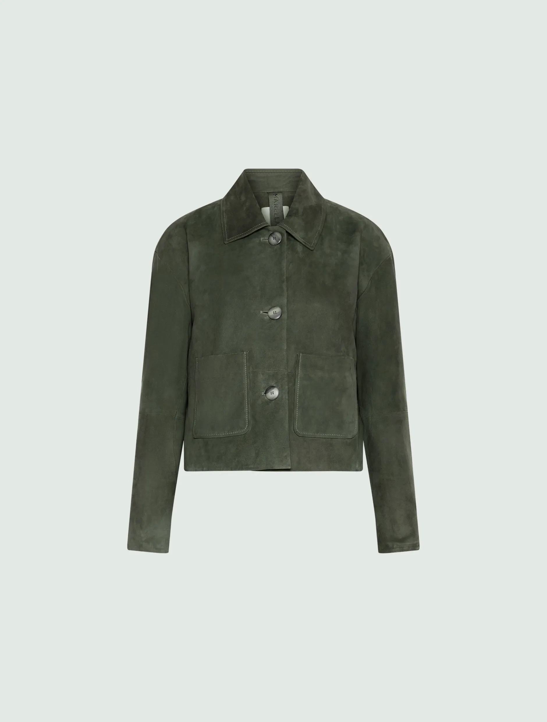 Giacca boxy in suede - VERDE