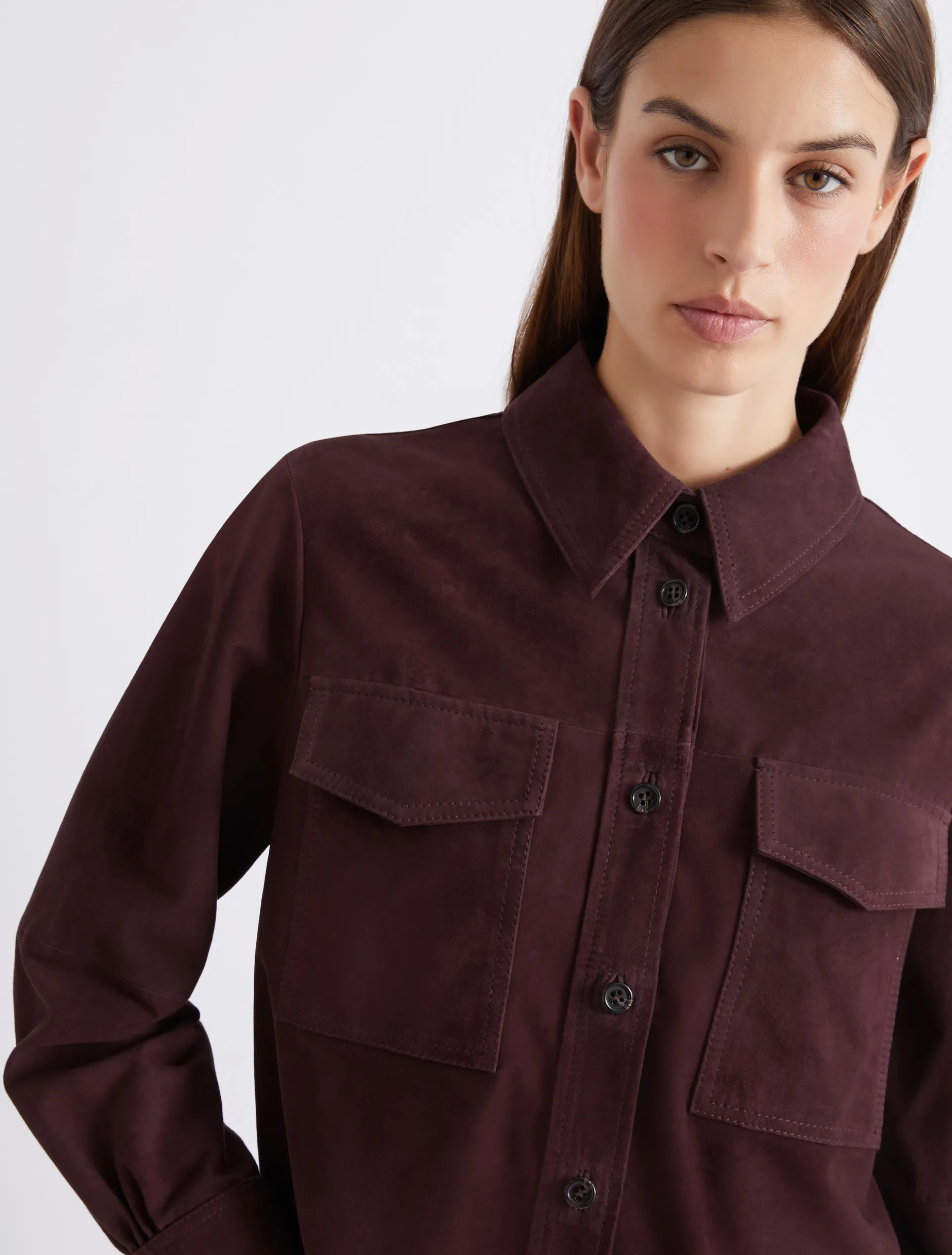 Giacca camicia in camoscio - BORDEAUX