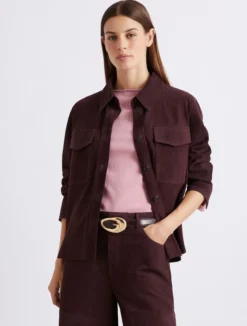 Giacca camicia in camoscio - BORDEAUX