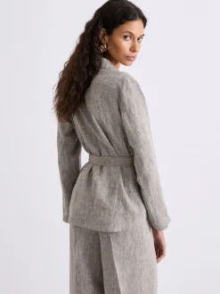 Giacca camicia in lino - MARRONE