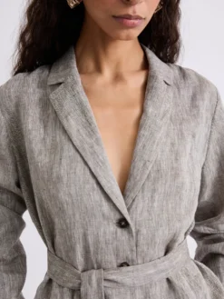 Giacca camicia in lino - MARRONE