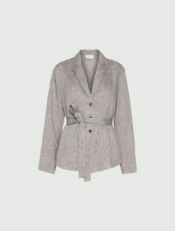 Giacca camicia in lino - MARRONE