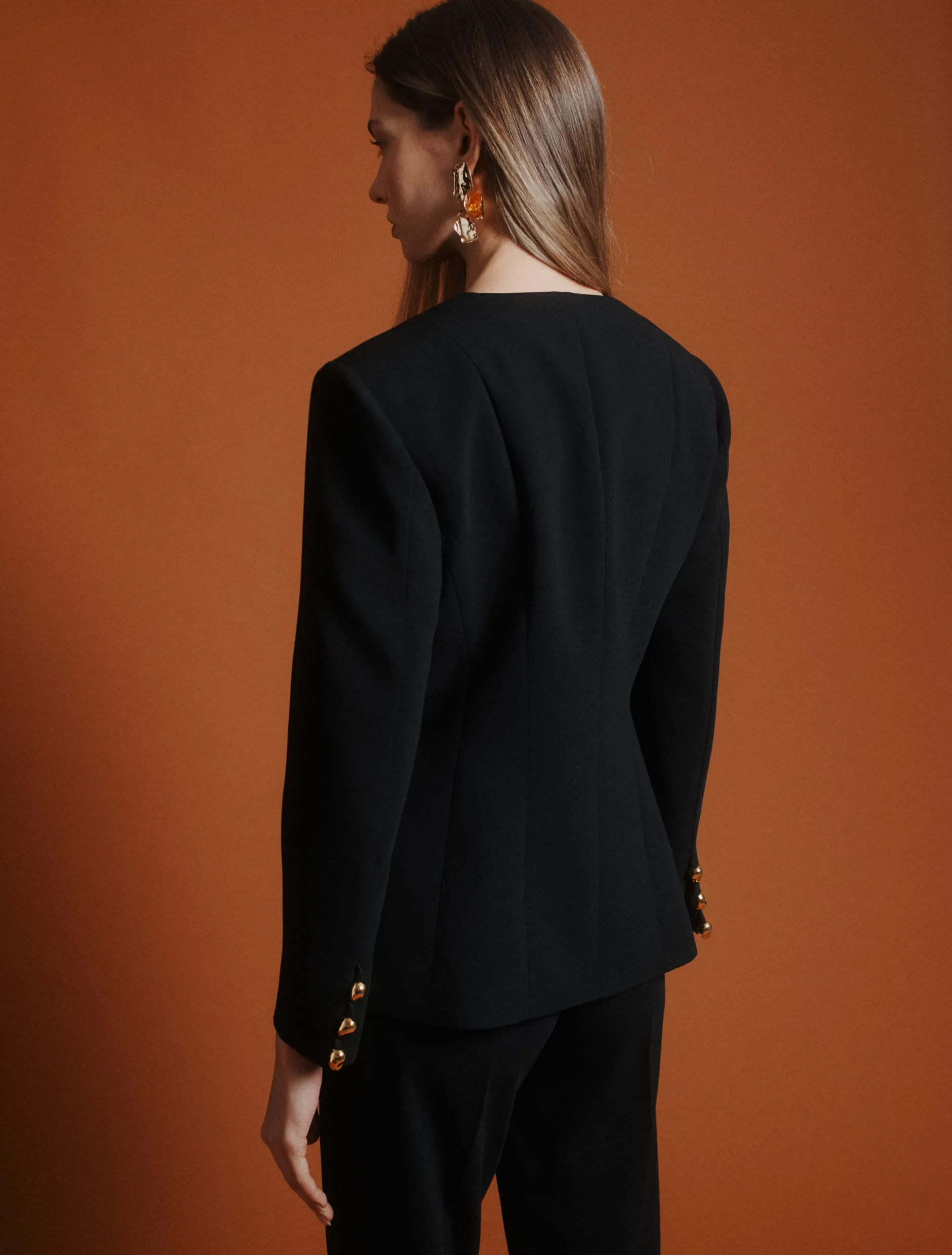 Giacca girocollo in envers satin - NERO