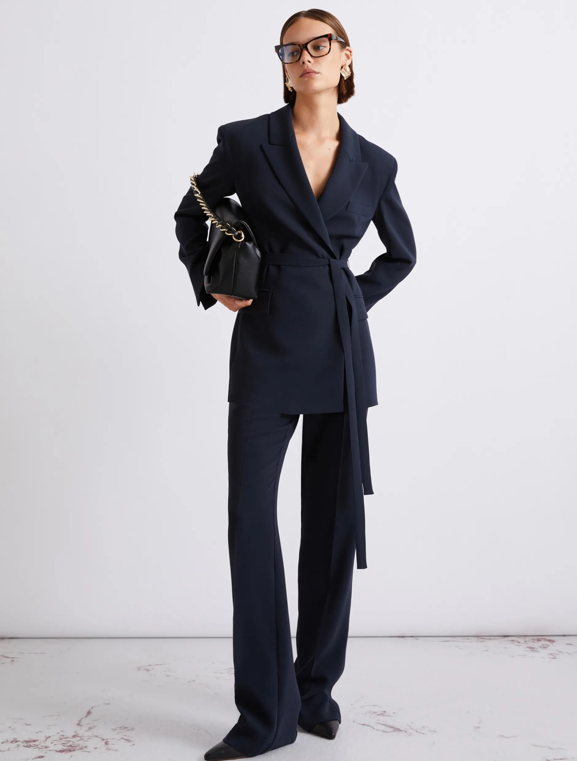 Giacca in cady con cintura - BLU