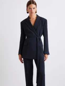 Giacca in cady con cintura - BLU
