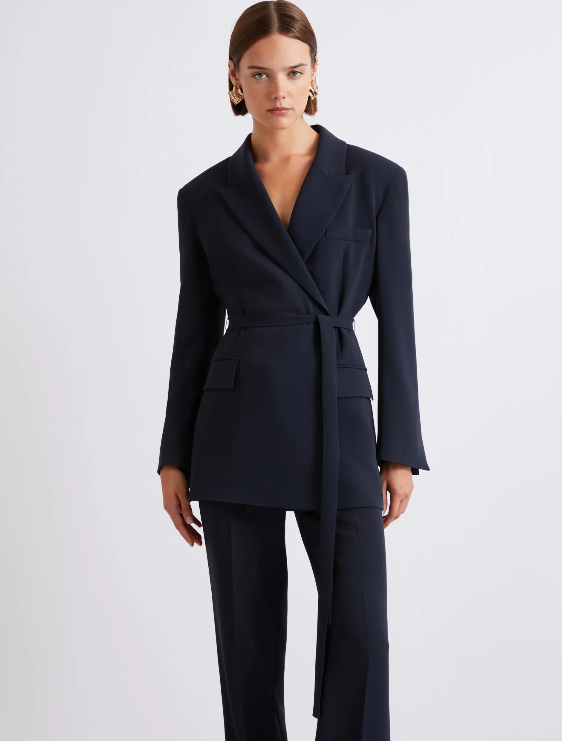 Giacca in cady con cintura - BLU