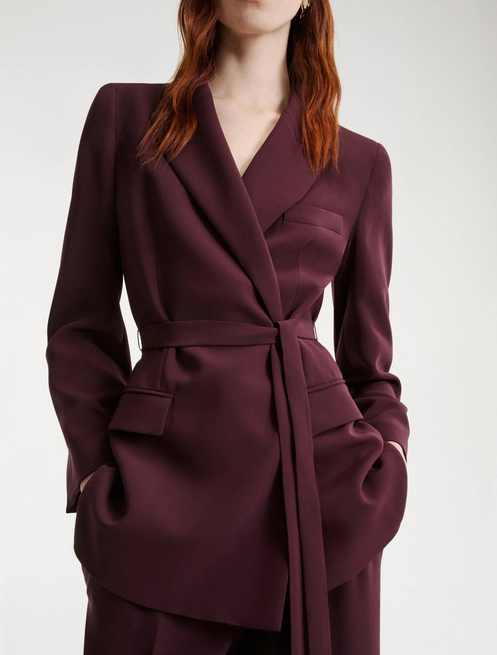 Giacca in cady con cintura - BORDEAUX
