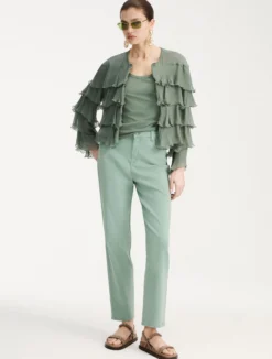 Giacca in creponne con balze - VERDE
