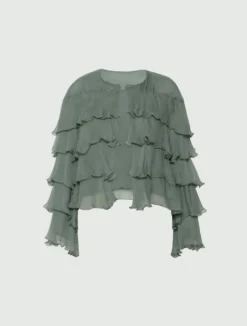 Giacca in creponne con balze - VERDE