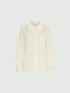 Giacca in maglia di puro cotone - BIANCO LANA