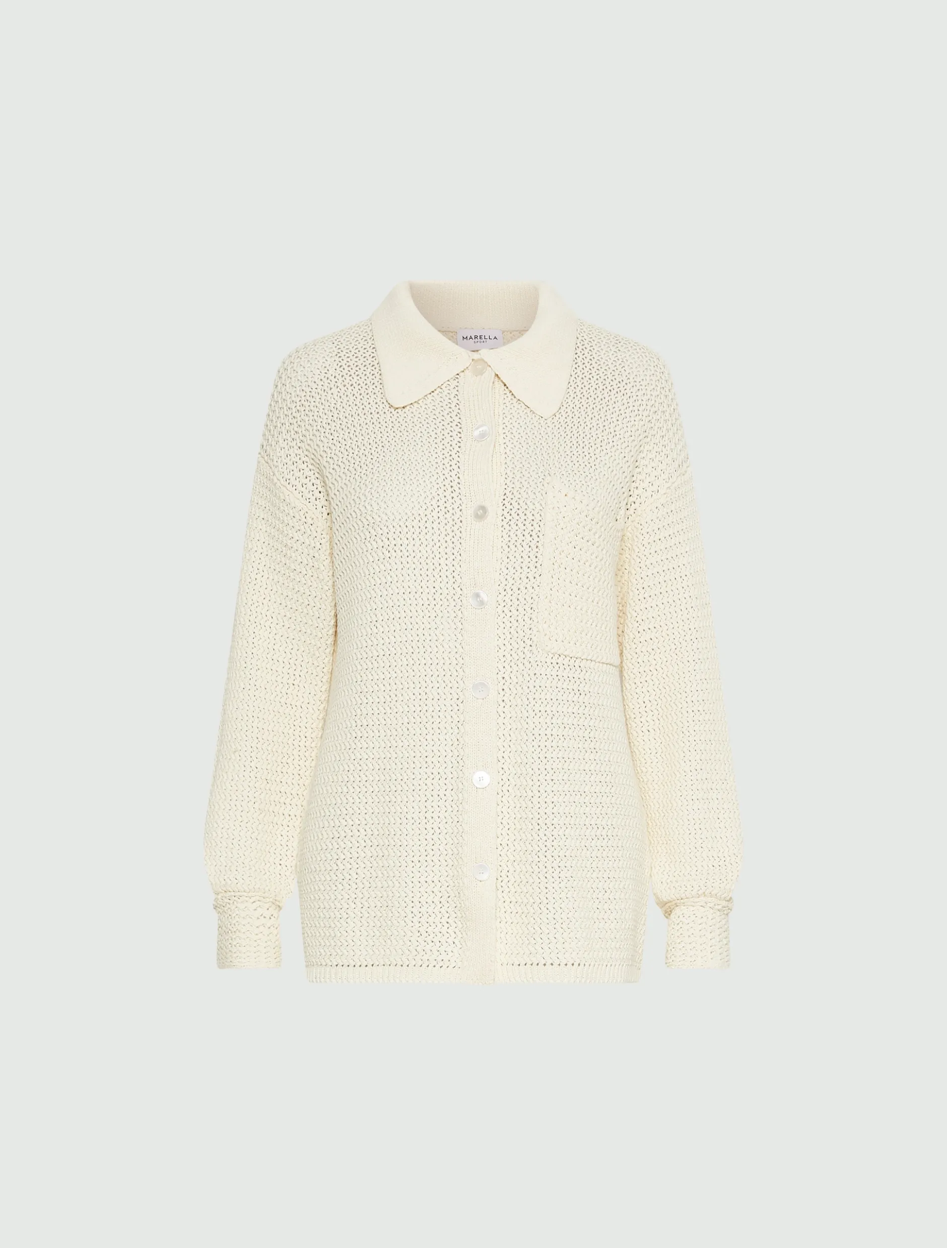 Giacca in maglia di puro cotone - BIANCO LANA