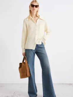 Giacca in maglia di puro cotone - BIANCO LANA