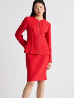 Giacca in stuoia di cotone stretch - ROSSO