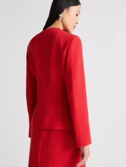 Giacca in stuoia di cotone stretch - ROSSO