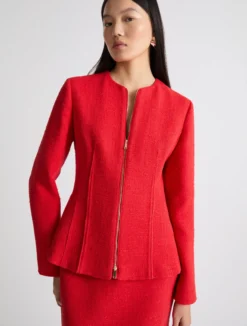 Giacca in stuoia di cotone stretch - ROSSO