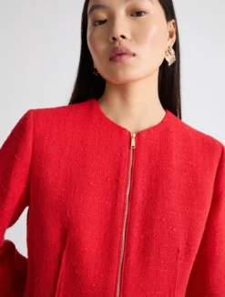 Giacca in stuoia di cotone stretch - ROSSO