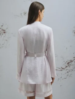 Giacca in twill con cintura - ROSA