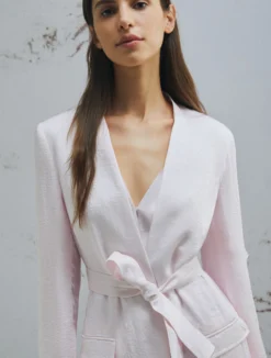 Giacca in twill con cintura - ROSA