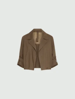 Giacca in viscosa e lino stretch - MARRONE