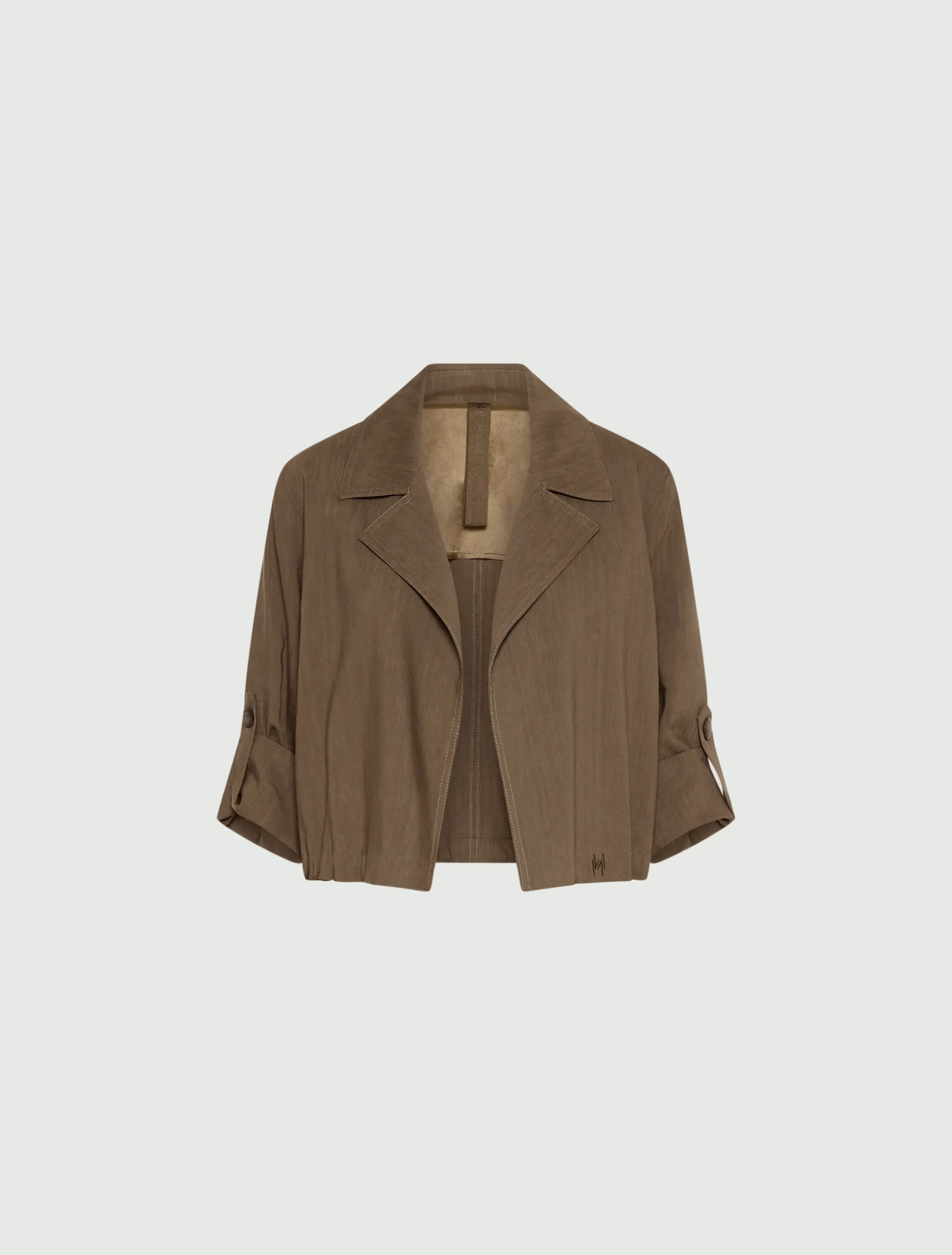 Giacca in viscosa e lino stretch - MARRONE