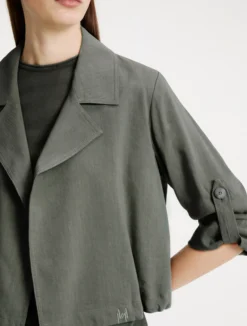 Giacca in viscosa e lino stretch - VERDE