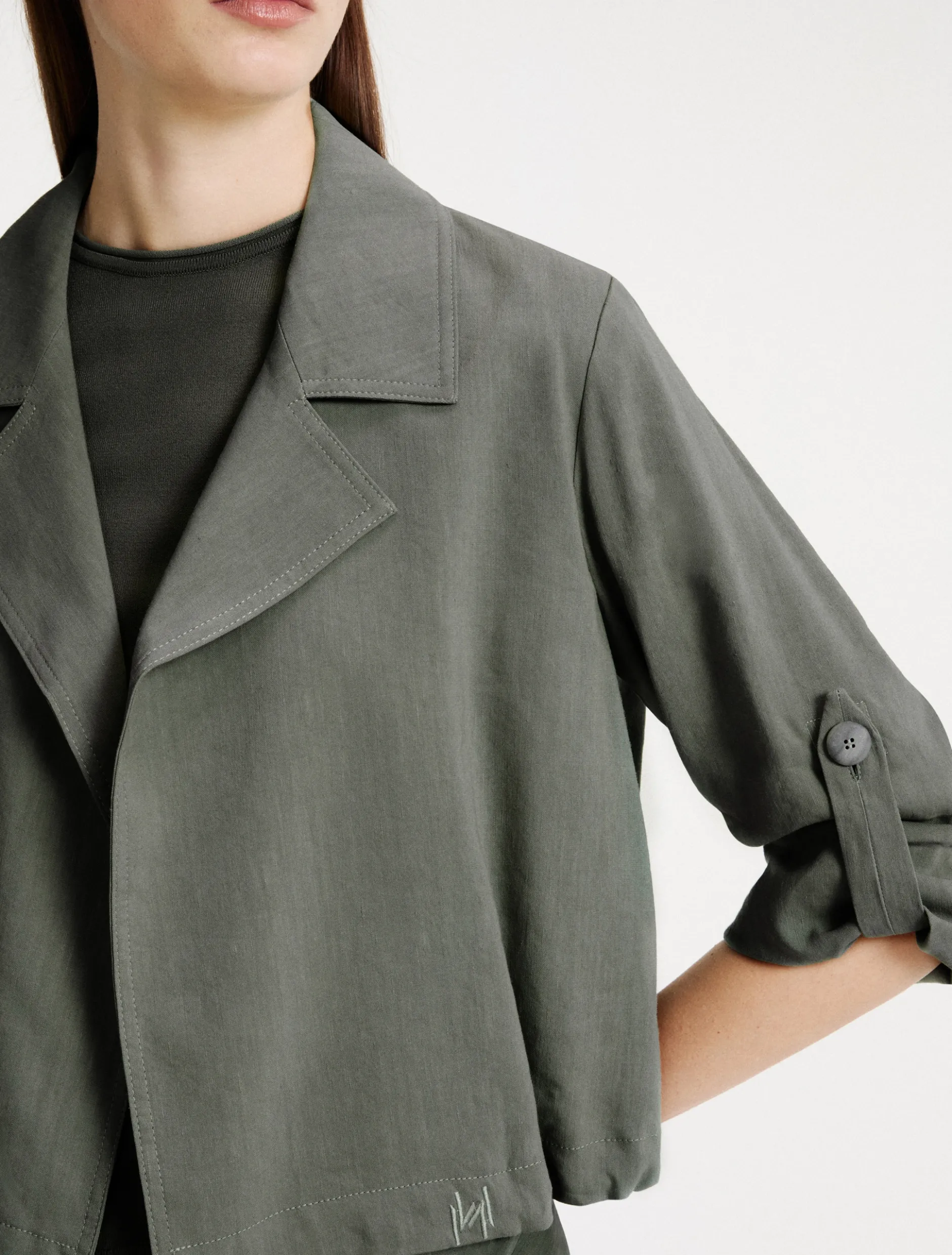 Giacca in viscosa e lino stretch - VERDE