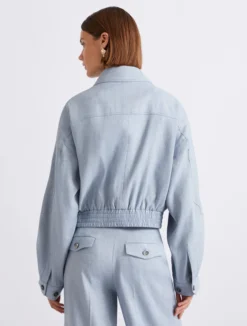 Giacca sportiva in chevron di misto viscosa - AZZURRO