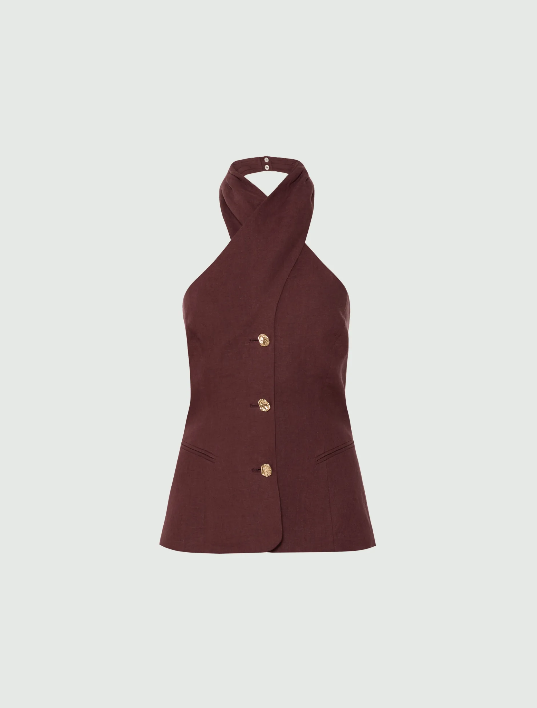 Gilet con scollo incrociato - MARRONE