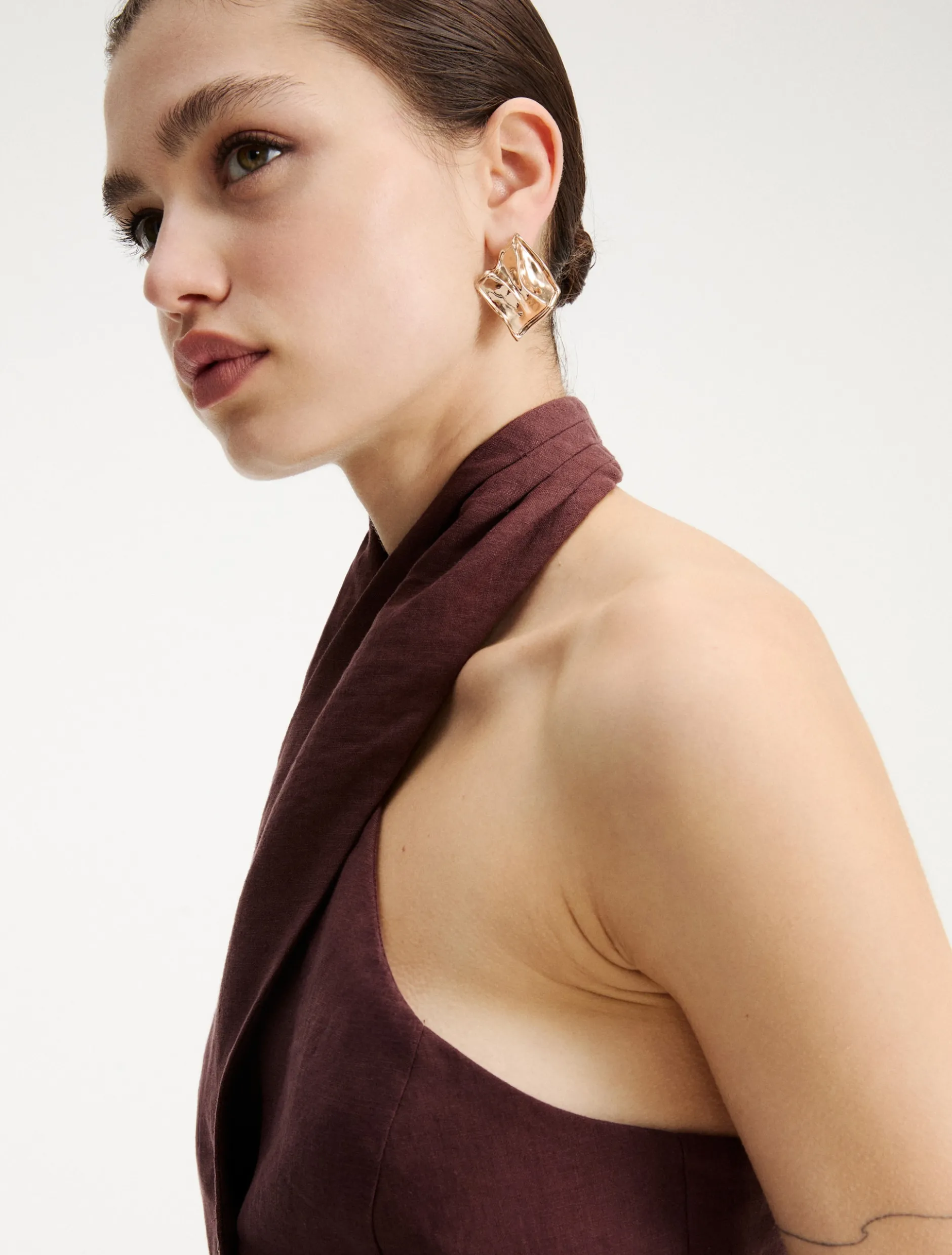Gilet con scollo incrociato - MARRONE