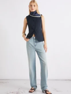 Gilet in gabardina di cotone - BLU