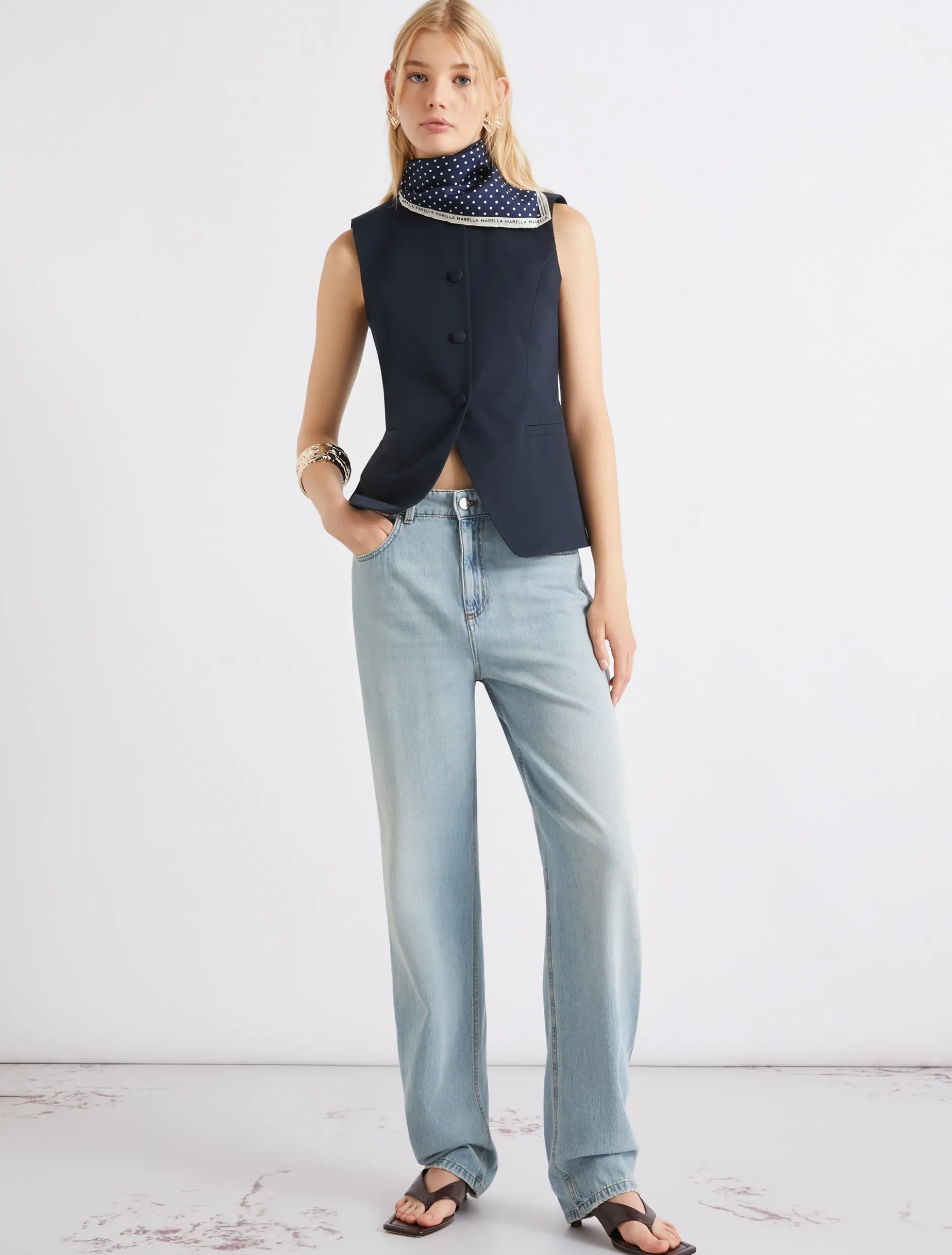 Gilet in gabardina di cotone - BLU