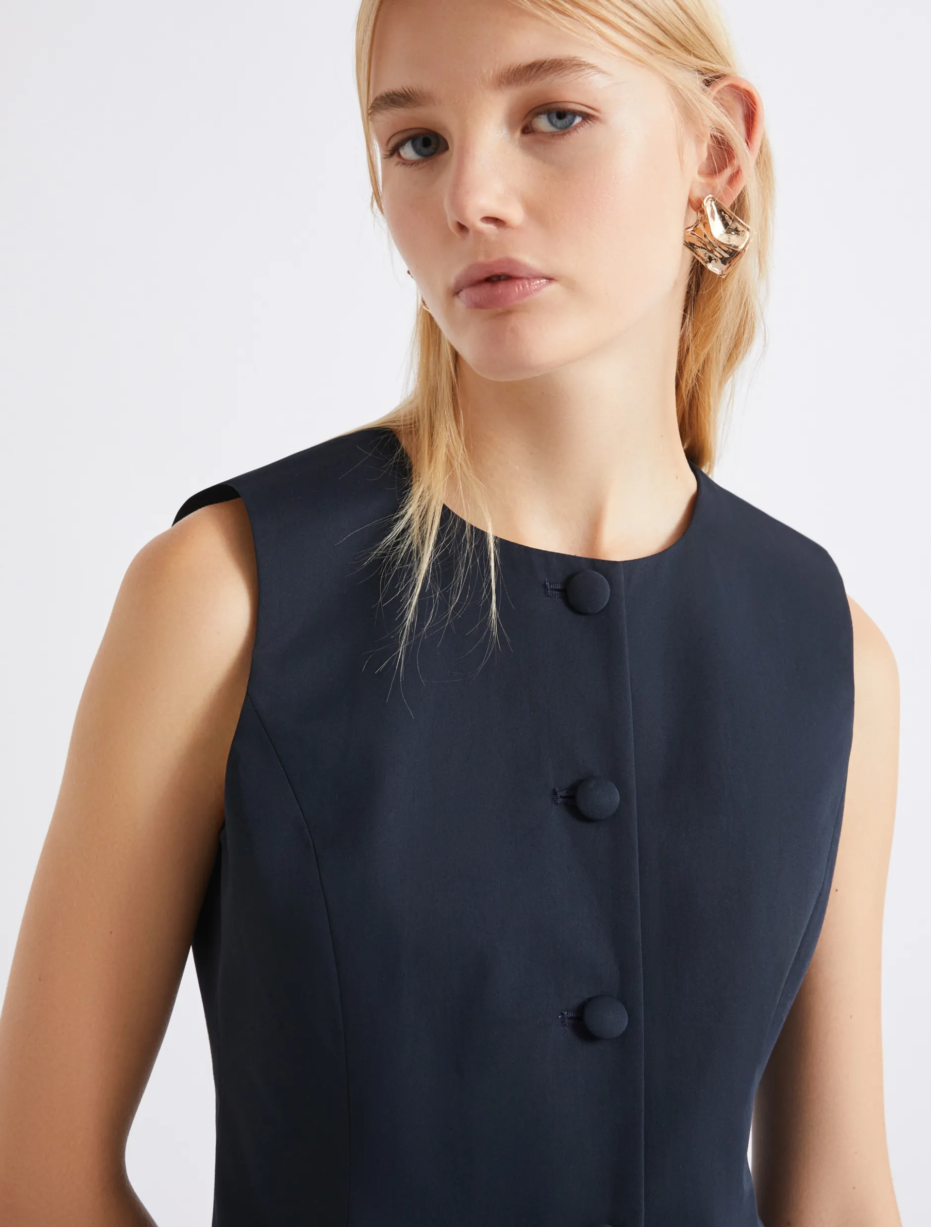 Gilet in gabardina di cotone - BLU