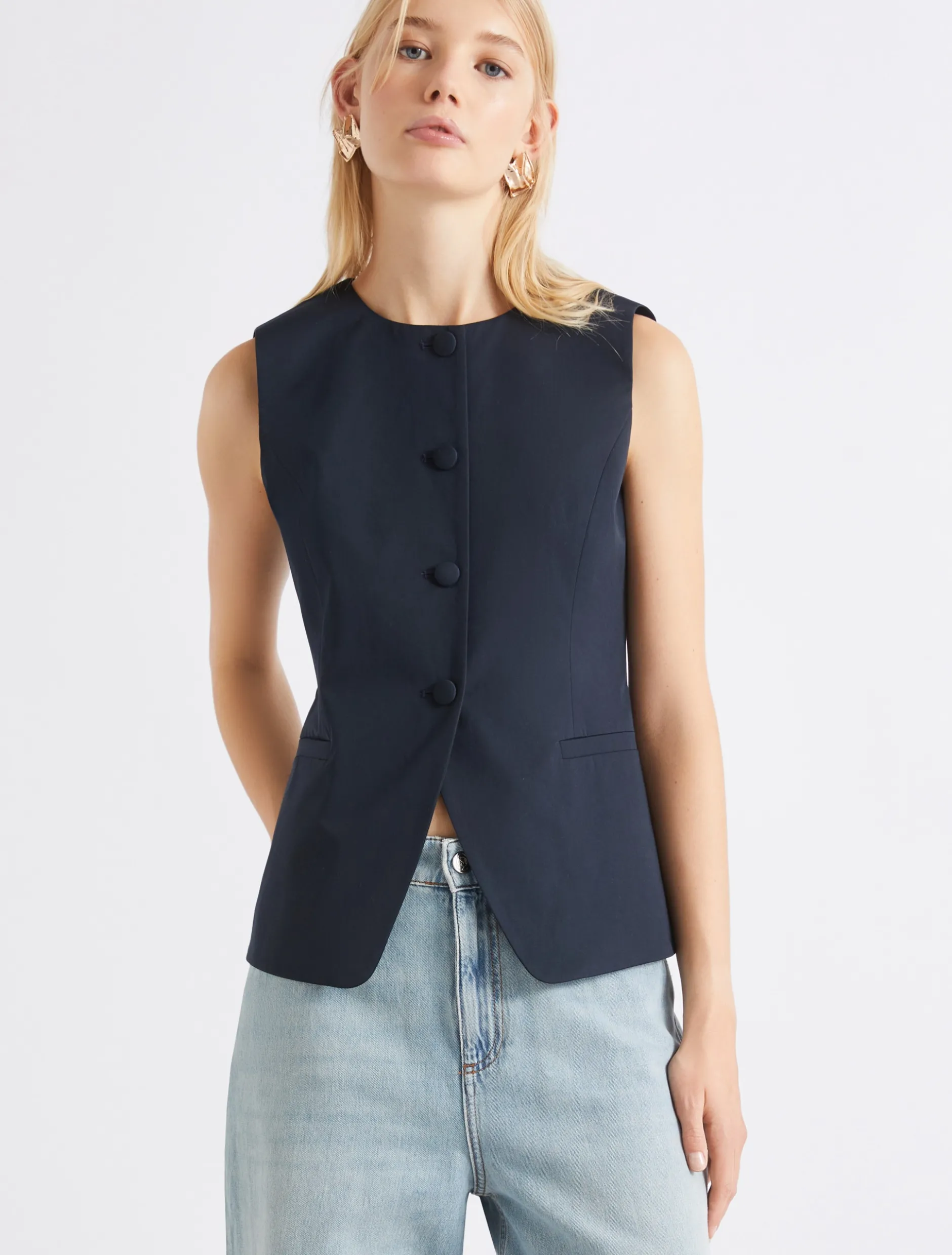 Gilet in gabardina di cotone - BLU