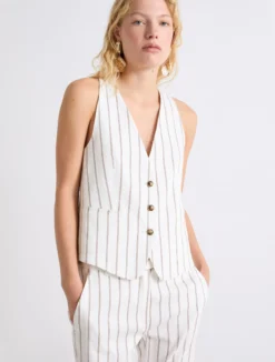 Gilet in lino e cotone - BIANCO
