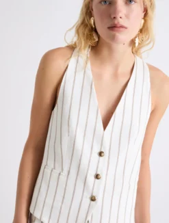 Gilet in lino e cotone - BIANCO