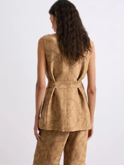 Gilet smanicato in jacquard - BEIGE